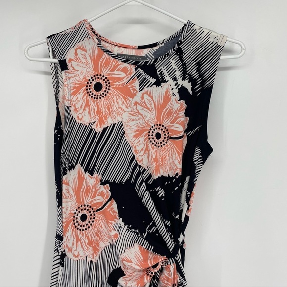 Suzy Shier  pink black Floral fitted twist sleeveless summer casual dress SP - Picture 12 of 14